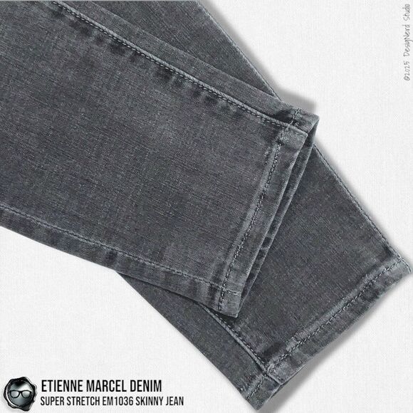ETIENNE MARCEL DENIM SUPER STRETCH SKINNY MULTI ZIP JEANS EM1036 IN GREY SIZE 24 - Picture 5 of 16